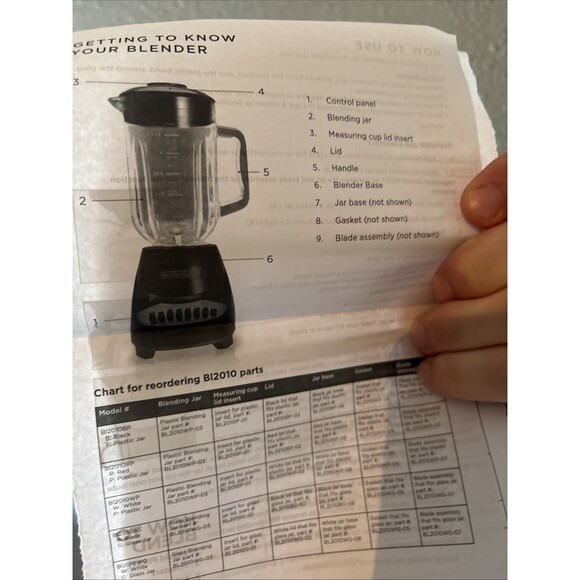 BLACK+DECKER 10-Speed Countertop Blender BL2010BP 6-Cup Plastic Jar Works! - Picture 10 of 15